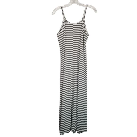 Striped V-Neck Spaghetti Strap A-Line Maxi Dress, Size S - Picture 4 of 8